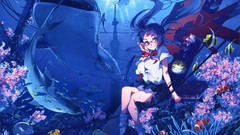 Flowers Anime underwater anime girls turtles scans clownfish