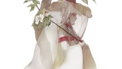 Flowers Anime white hair red eyes anime girls