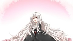 Flowers Anime white hair red eyes kimono long hair anime girls 