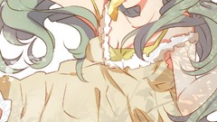 Flowers apples dress eating anime girls hatsune miku vocaloid 