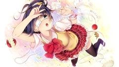 Flowers apples game Ribbons stockings blue eyes school uniforms 