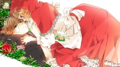 Flowers apples tears dress blondes anime girls vocaloid 