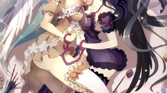 Flowers ass dress socks stockings blue hair long hair anime 