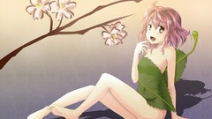 Flowers barefoot anime girls