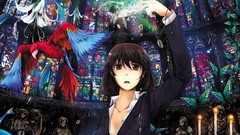 Flowers Birds Books wings glasses multicolor anime girls 