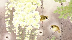 Flowers Birds painted