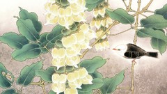 Flowers Birds painted