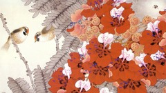 Flowers Birds painted