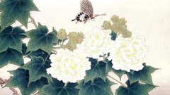 Flowers Birds painted