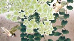 Flowers Birds painted