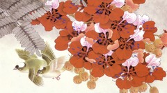 Flowers Birds painted