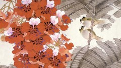 Flowers Birds painted