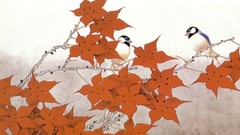 Flowers Birds painted