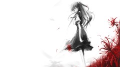 Flowers black and white Anime drawings skirts anime girls 
