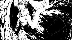 Flowers black and white dress long hair hatsune miku vocaloid 