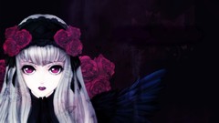 Flowers black dark Butterflies Gothic roses wings lips white 