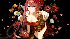 Flowers black food vocaloid megurine luka cleavage