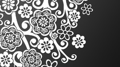 Flowers black pattern white floral graphics 3d
