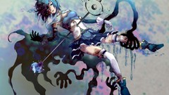 Flowers blade Anime tears blue hair anime girls blue eyes mahou 