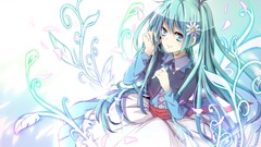 Flowers blue hair blue eyes hatsune miku vocaloid