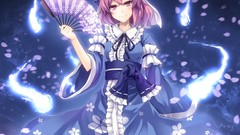 Flowers blue lights dress hats pink hair anime girls touhou 