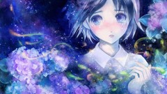 Flowers blue tea Anime tears scarlet anime girls crying 