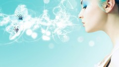 Flowers blue woman abstract