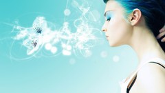 Flowers blue woman abstract Orchids