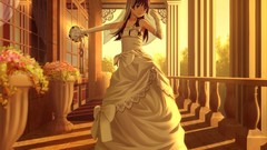 Flowers bouquet dress Jewelry gloves houses Pillars buildings 