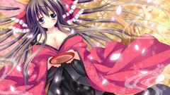 Flowers brown blush anime girls blue eyes cherry blossoms 