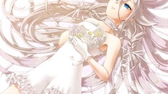 Flowers brown dress gloves long hair blue eyes vocaloid ia 