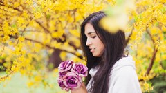 Flowers brunettes models