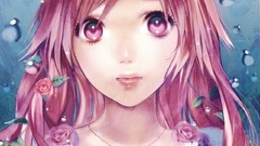 Flowers bubbles roses Plants faces pink hair long hair pink 