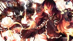 Flowers Butterflies abstract dress Ribbons blondes long hair 