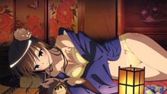 Flowers Butterflies Anime anime girls brunettes bra lying down 