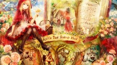 Flowers Butterflies food Little Red Riding Hood Anime glasses 