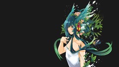 Flowers Butterflies gray background headphones Plants dress 