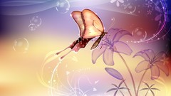 Flowers Butterflies multicolor artwork digital art