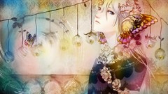 Flowers Butterflies Music Anime Bridges anime girls fantasy art