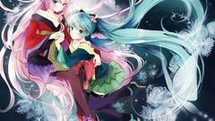 Flowers Butterflies pink hair hatsune miku vocaloid megurine 