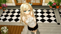 Flowers Butterflies Plants blondes anime girls blue eyes boku 