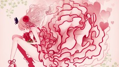 Flowers Butterflies roses Anime dress Hearts pink hair anime 