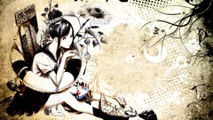 Flowers Butterflies socks sitting watermelons schoolgirls anime 