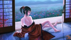 Flowers Butterflies weapons Japan Katana Anime Japanese red 