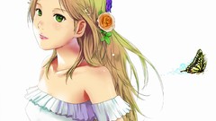 Flowers Butterflies white Photoshop blondes anime girls green 