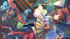 Flowers Butterflies wings horns Ribbons bows fans blondes 