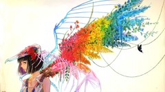 Flowers Butterflies wings white background colors skeletons 