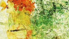 Flowers Butterflies woman artwork