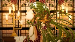Flowers Candles stained glass Jewelry long hair anime girls 