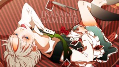 Flowers Cards tongue anime girls blue eyes maids short hair 